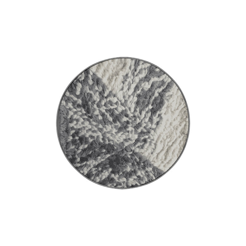 Machine Washable Gray Area Rug, Round 4'