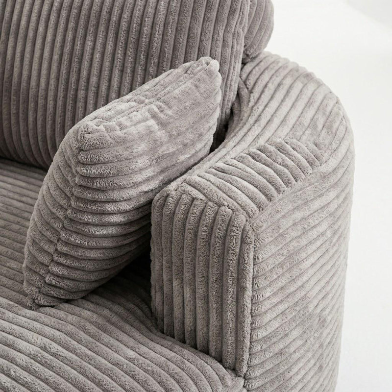 Fauteuil demi-tonneau en velours côtelé 55 po, Gris