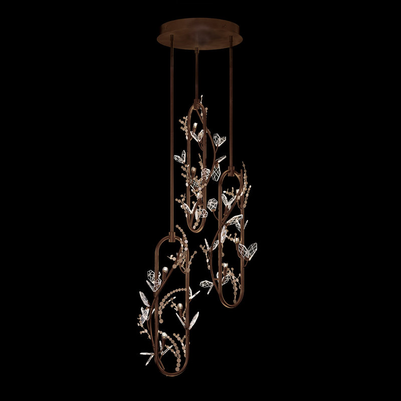 Volare 24.25"W Round Pendant, Brushed Bronze