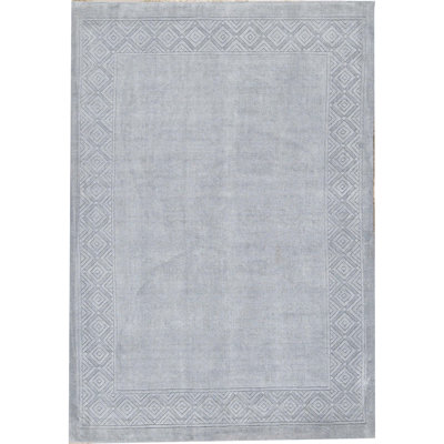 Hand-Knotted High-Quality Light Blue Area Rug