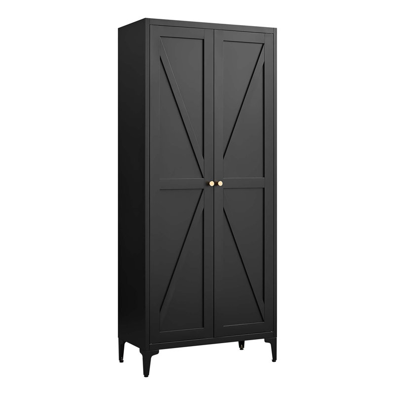 Armoire de rangement durable et réglable en métal à 2 portes avec tablettes, parfaite pour la cuisine, le salon et l'organisation de bureau