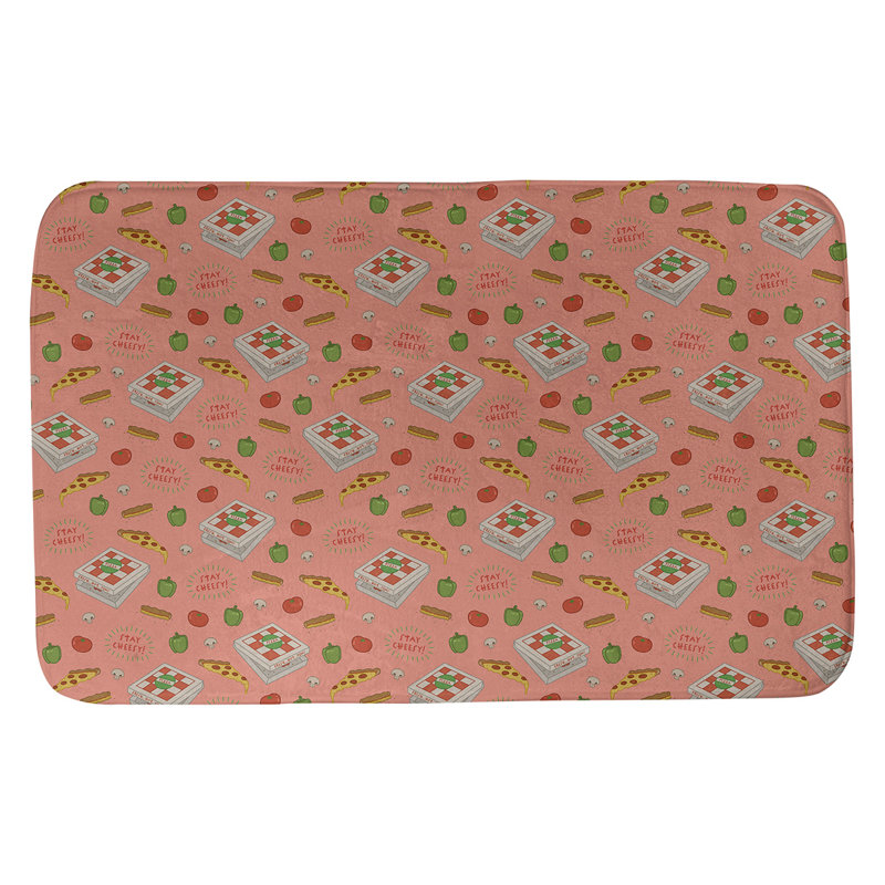 Tapis pour salle de bain Avicia, l 17 po x L 24 po, Rose / Vert