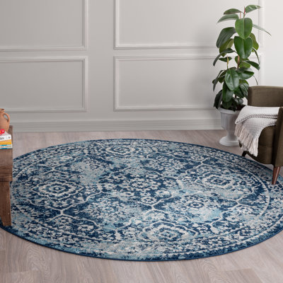 Tapis bleu / crème Ezralynn