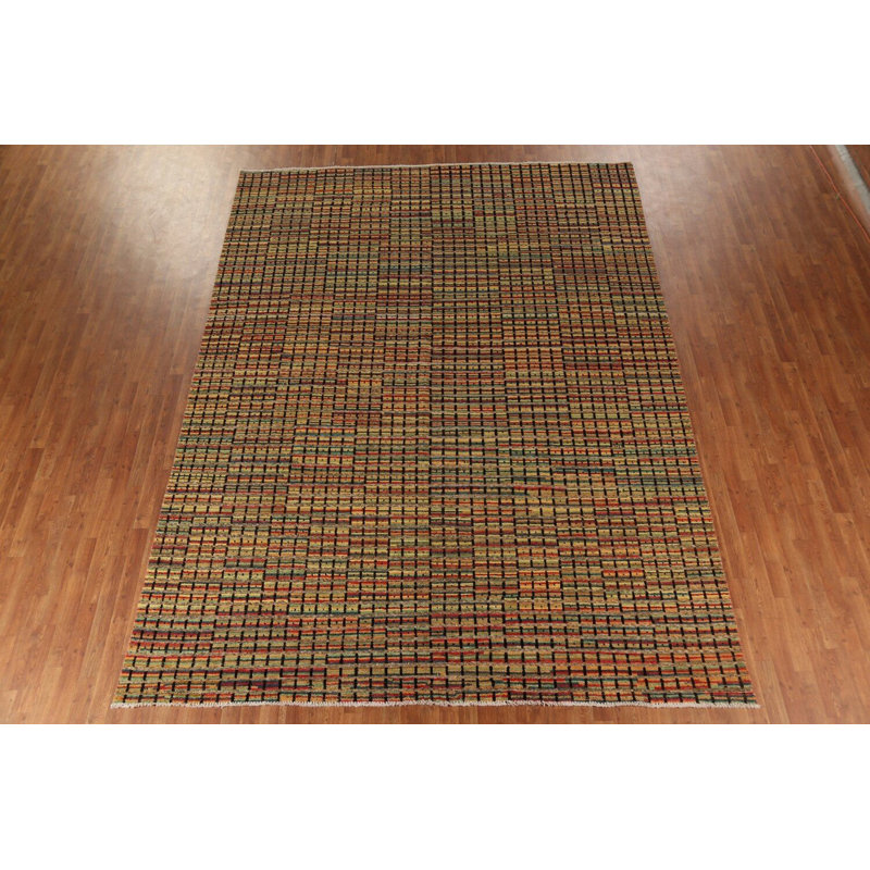 Tapis oriental marocain rayé multicolore 9 x 13