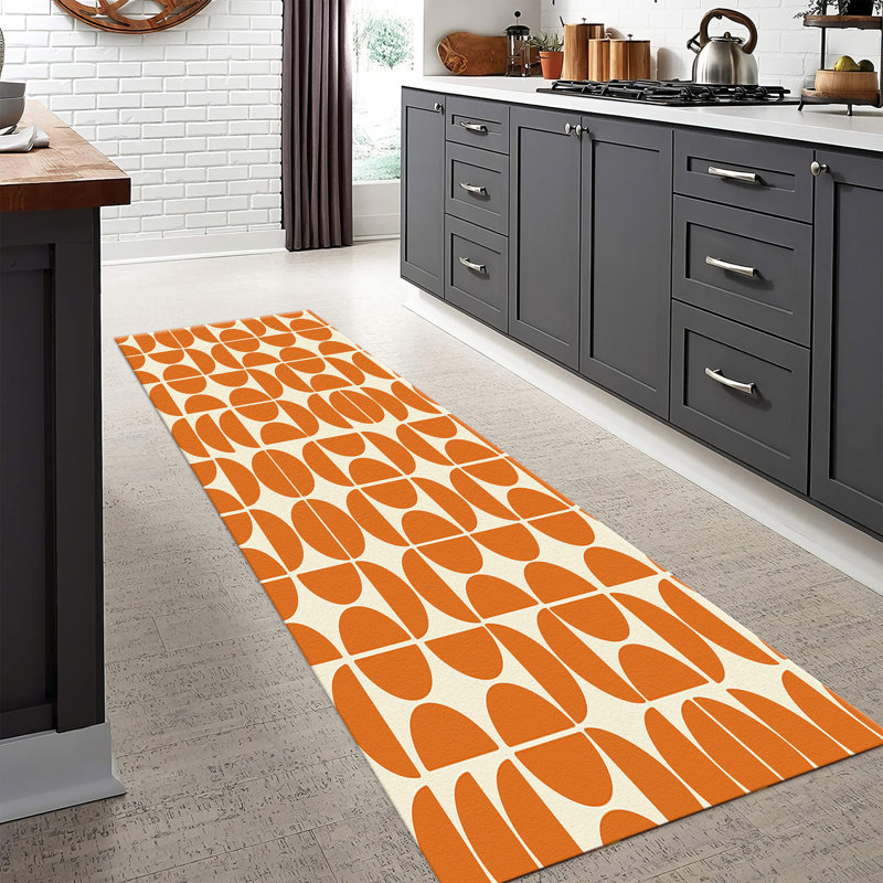 Soft Non-Woven Printed Rug Featuring an Intricately Detailed Geometric Design in Warm Earth Tones Ideal for Enhancing the Aesthetic of Any Indoor Space