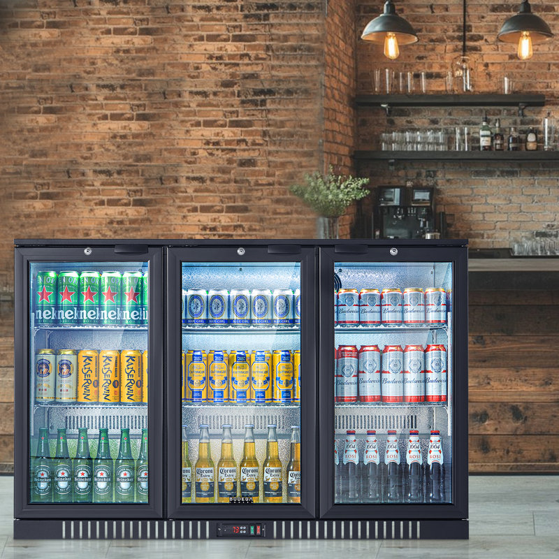 11.4 Cu. Ft. 3-Door Beverage Refrigerator for Home Bar & Commercial Use, 328-Can Capacity Back Bar Cooler with LED Display, Adjustable Shelves, Black