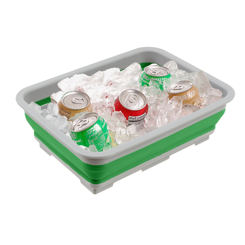 Wakeman Collapsible 7.27L Ice Bucket - Multi-Use Basin, Dish Tub, and Storage Basket, Green