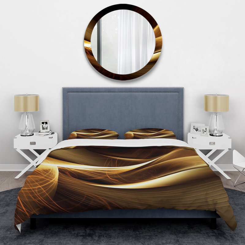 Gold Elegant Modern Sofa I - Ensemble de housse de couette abstrait - Polyester en microfibre