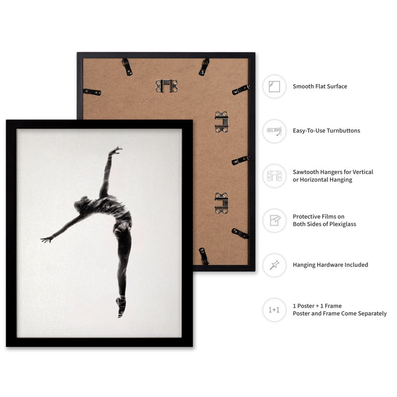 Danseur de ballet, Cadre noir, Affiche, H 24 po x l 32 po