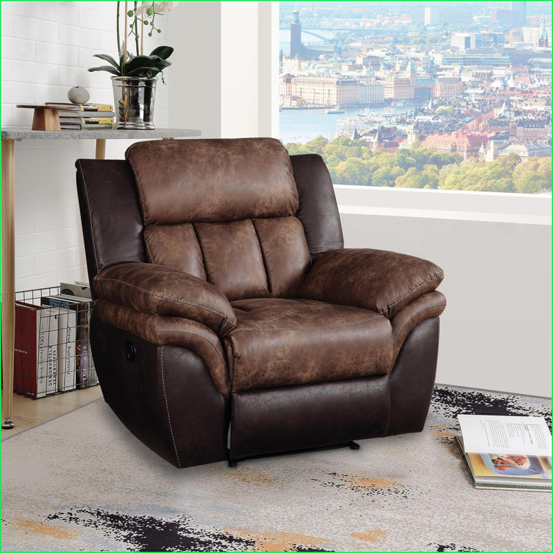 Fauteuil inclinable avec Power Motion, Caramel & amp; Microfibre touffetée polie espresso | Espresso | Bois et tissu