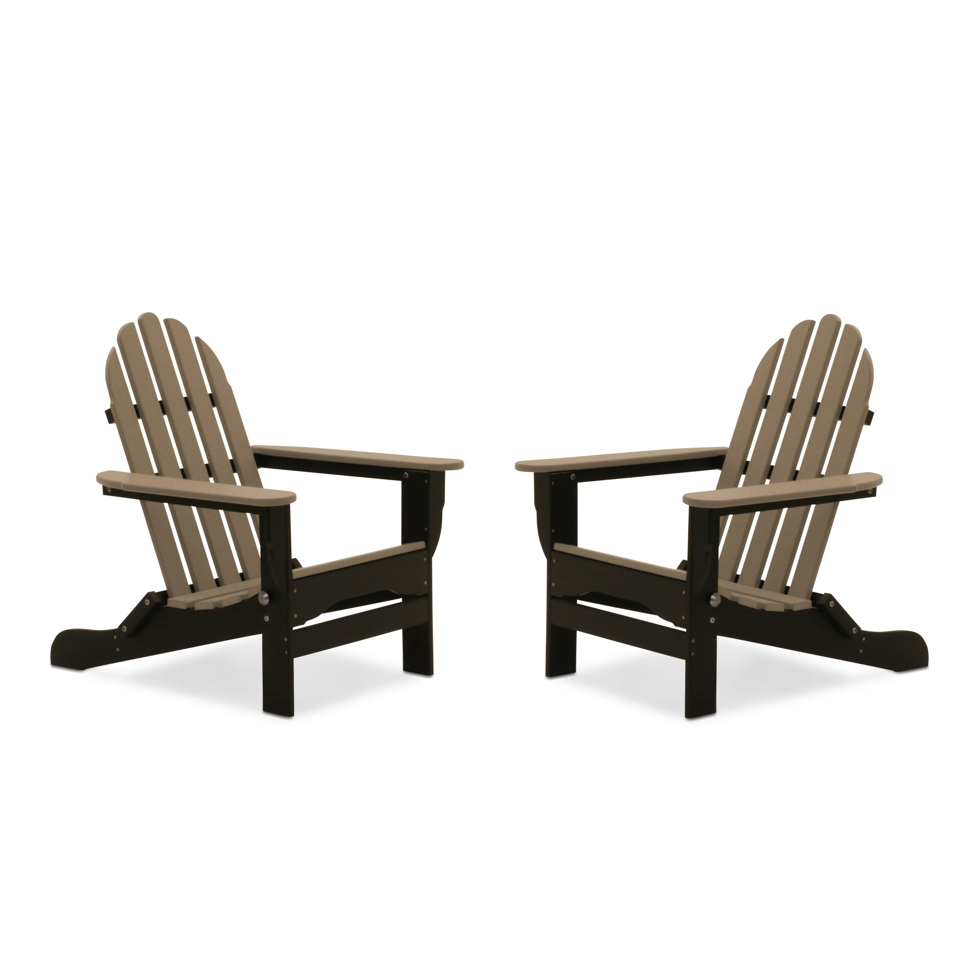 Leighton Foldable Outdoor Adirondack Set, Black/Weathered Wood
