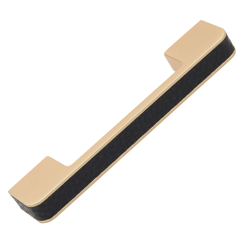 Poignée barre en cuir embossé, Or satiné, 3.75", 10
