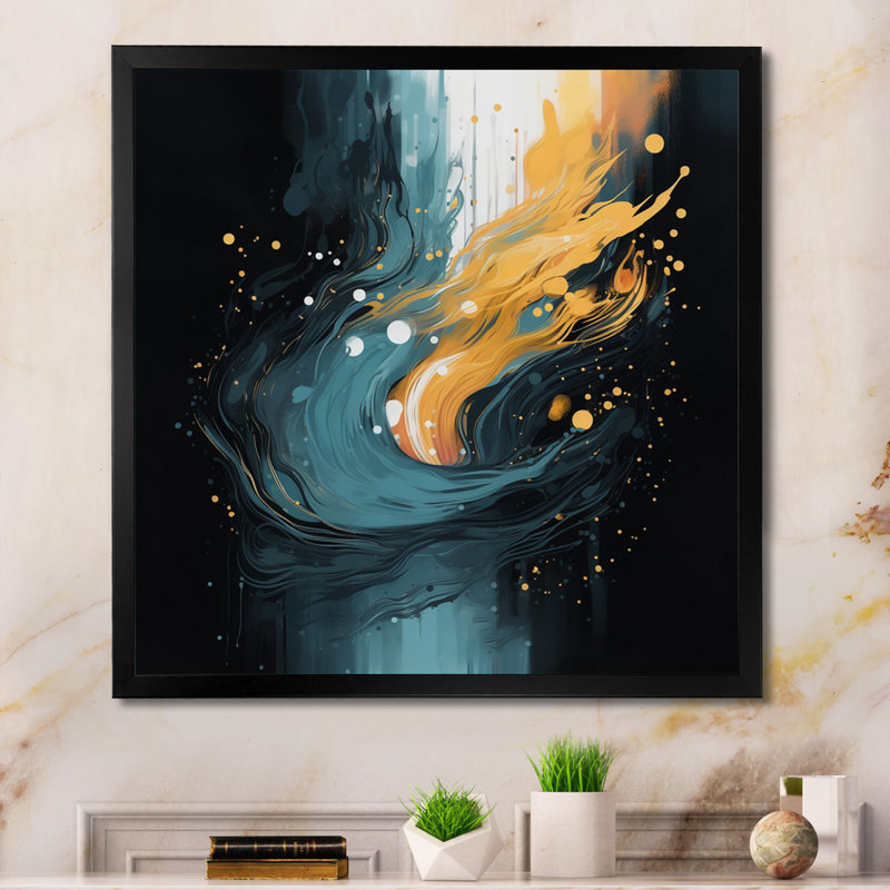 Brannen - réalités réinventées orange et bleu, Cadre photo noir, H 16 po x l 16 po x P 1 po