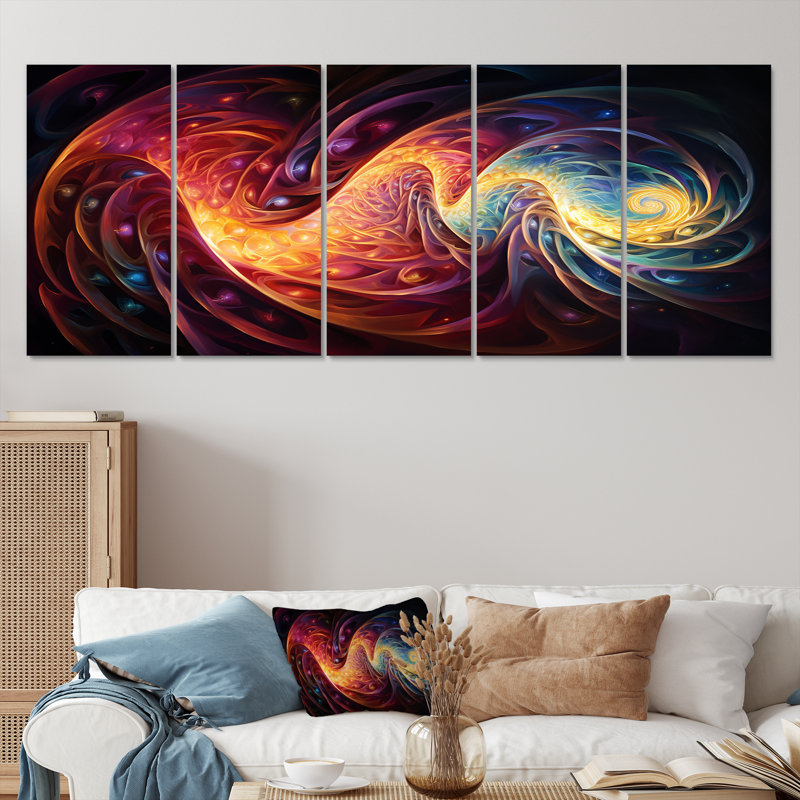«Creight - Waves», art mural 5 pièces, H 28 po x l 60 po