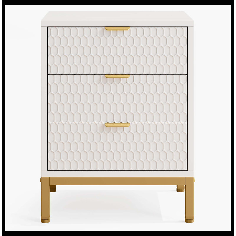 Table de chevet moderne avec table de chevet 25,8 po et 3 tiroirs Modern