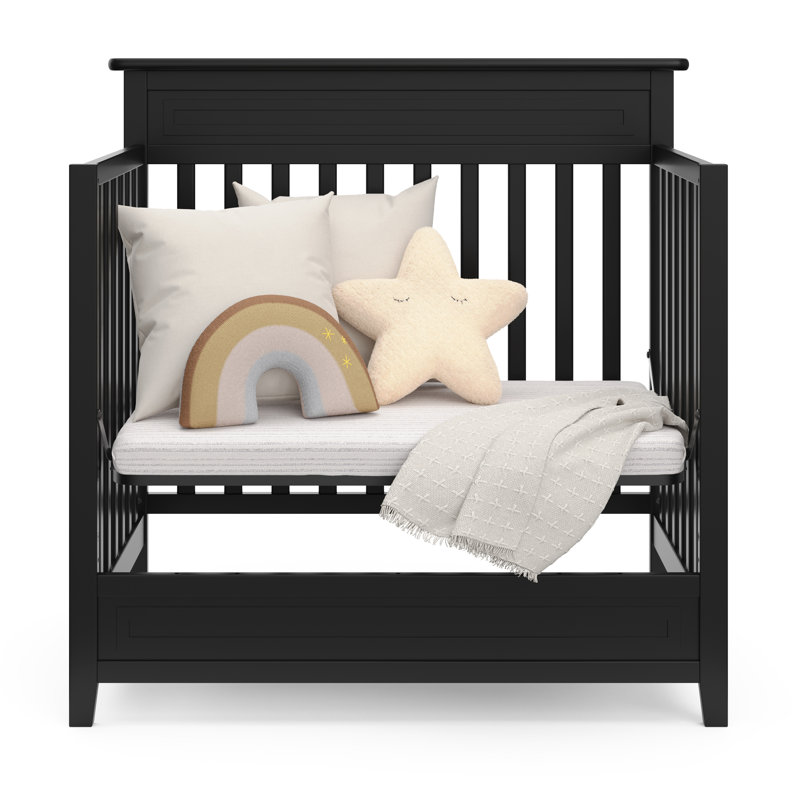 Petal 4-in-1 Mini Convertible Crib with Mattress, Black