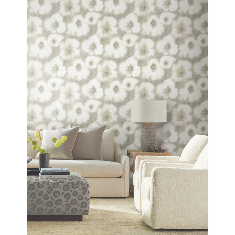 Papier peint floral mélangé, Neutre