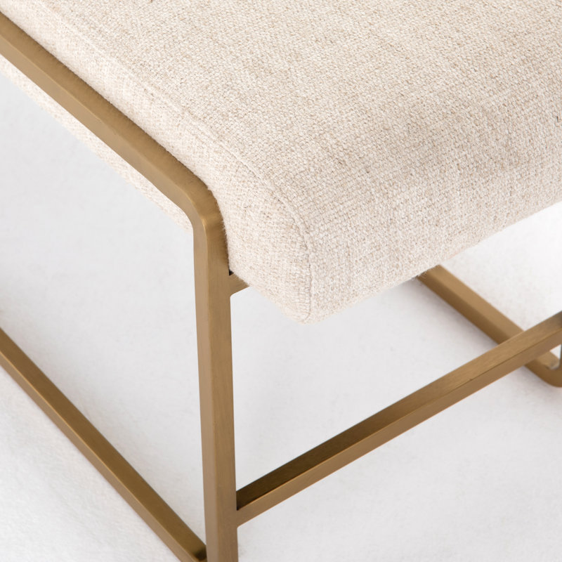 Yuliyana Cotton Blend Upholstered Bench, Thames Cream