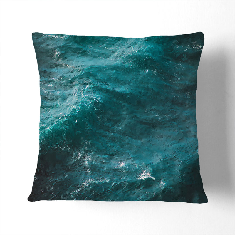 Mood of the Waves Cushion with Filling, 40cm H x 40cm W x 15cm D, White