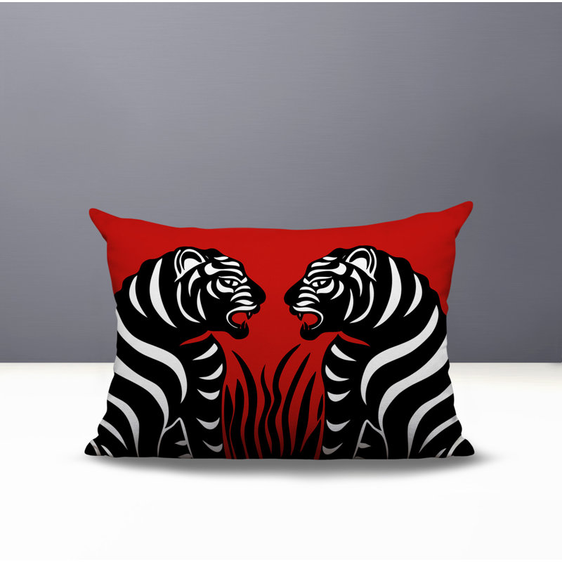 Oreiller rectangulaire réversible intérieur / extérieur Pulo Tiger, Rouge, H 20 po x l 14 po