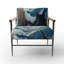 Vibrant Blue Camellia Flower II - Chaise rembourrée avec accents floraux-285523753