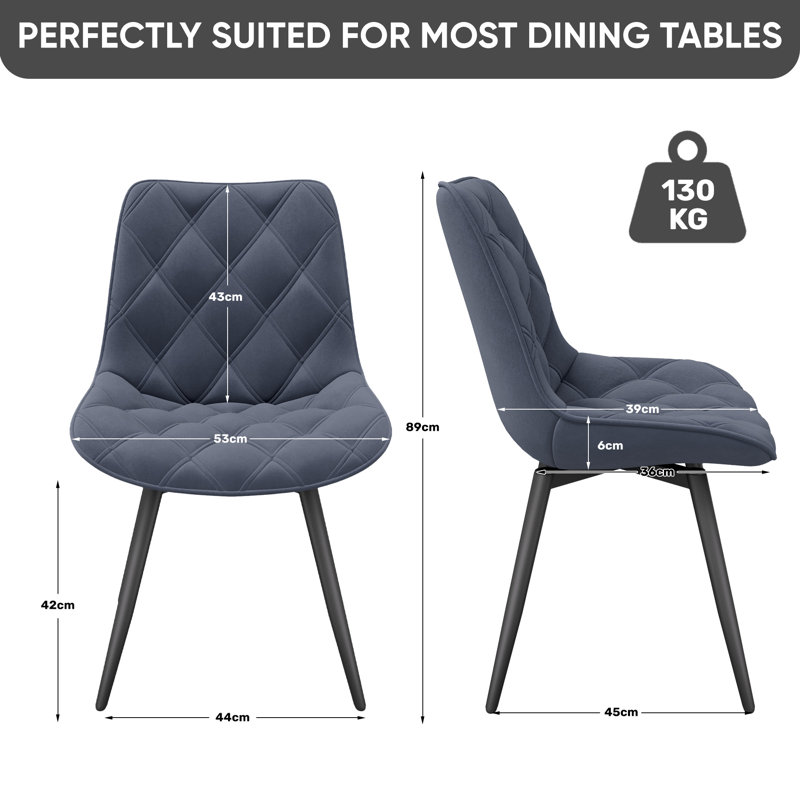 Fabric Upholstered Side Chair, Dark Grey, 6, Dark Grey
