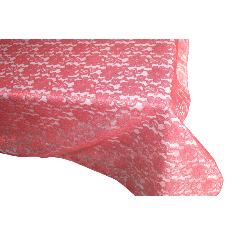 Floral Lace Overlay, 102" x 58", Coral