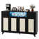 Buffet Buffet, 4 portes en rotin et 2 tiroirs