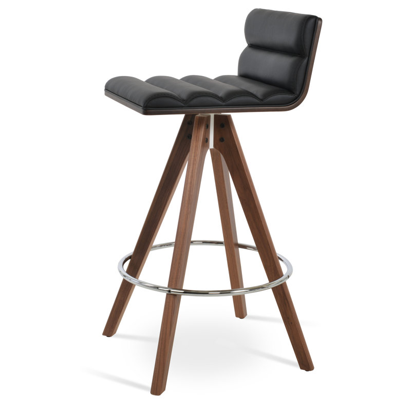 Corona Comfort Pyramid Counter & Bar Stool, Black Leatherette, Counter Stool (24.5” Seat Height)