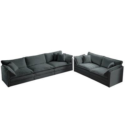 Gray Chenille 2+3 Seater , Relaxing Living Room Furniture Modern In Gray: Pieces