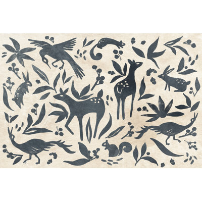 Woodland Woodblock I by June Erica Vess - Wrapped Canvas Print