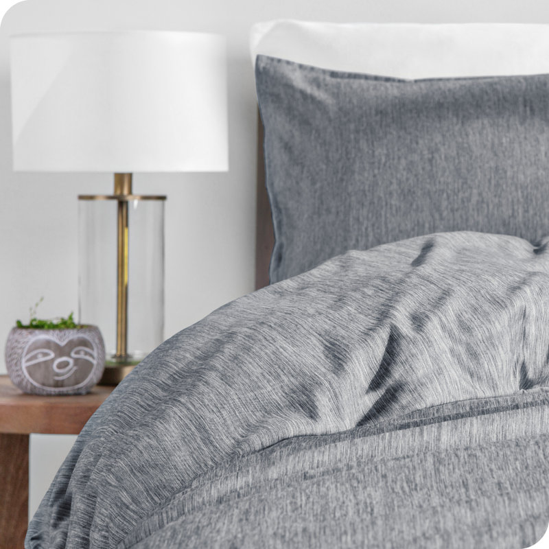 Premium Microfiber Duvet Cover and Sham Set, Twin/Twin XL Duvet Cover + 1 Standard Shams, Heather Charcoal