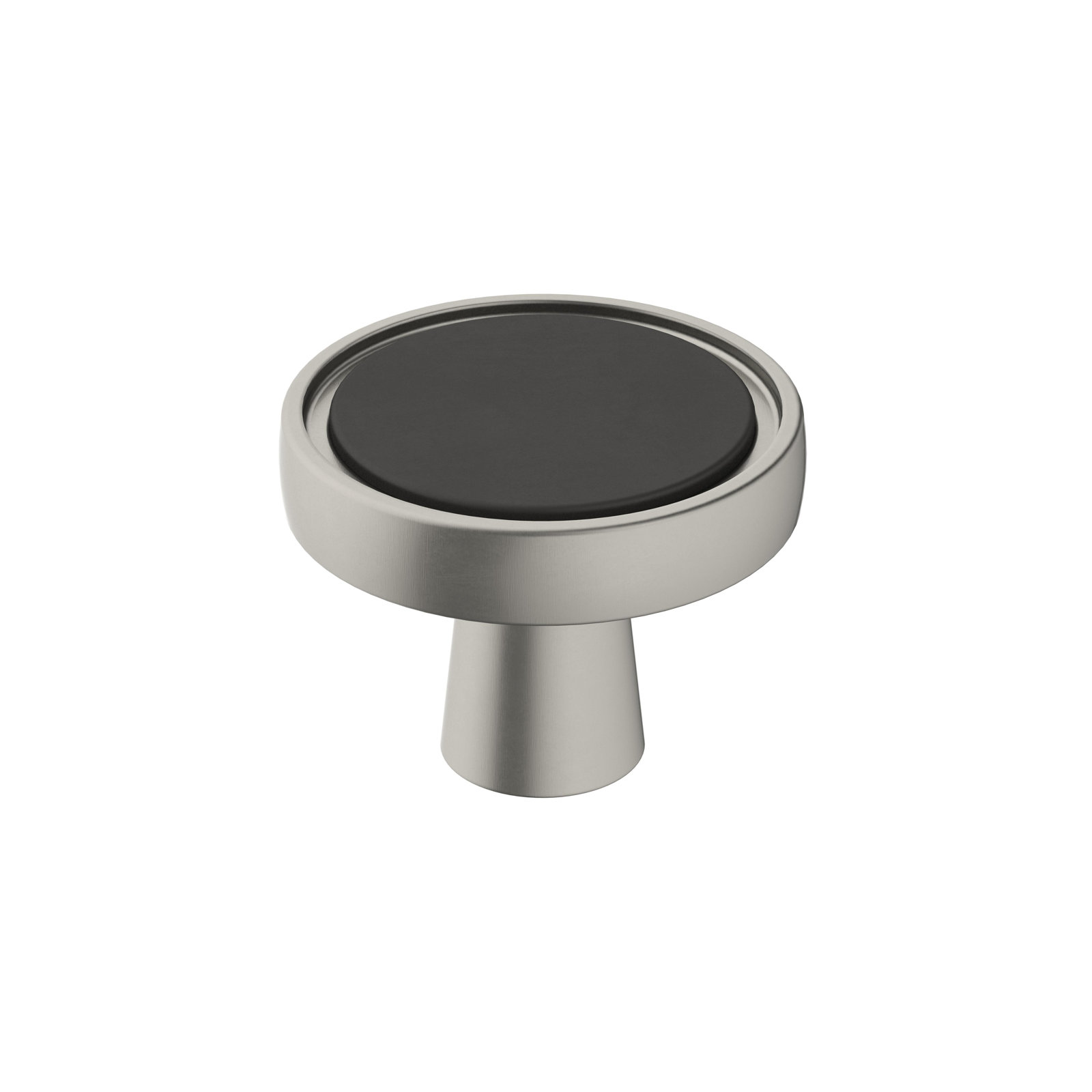 Mergence 1 3/8" Diameter Round Knob, Matte Black/Satin Nickel