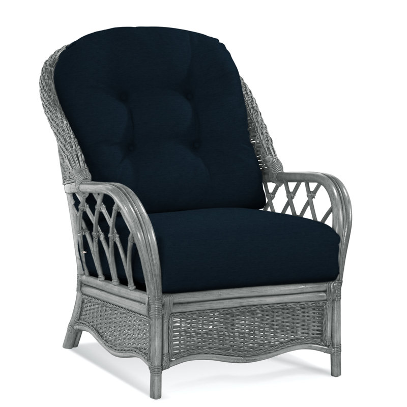 Chaise avec accoudoirs en rotin Everglade, Performance blanc sucre; 0863-91, Nickel