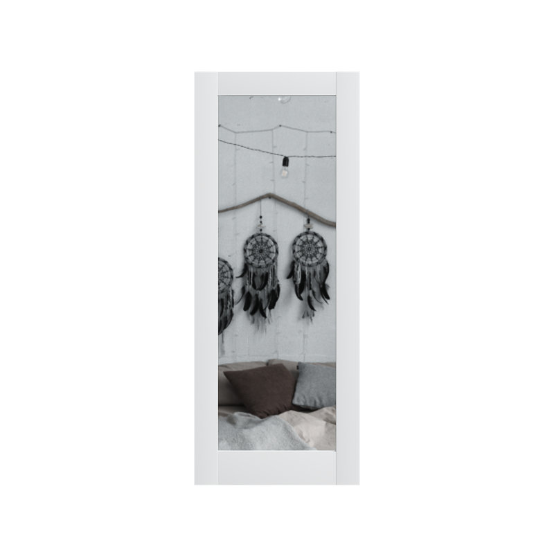 Dalle de porte intérieure en bois manufacturé 30 po x 80 po avec miroir 1 pleine longueur apprêté à noyau solide en bois manufacturé pour placard, chambre à coucher et salle de bain, sans cadre ni quincaillerie