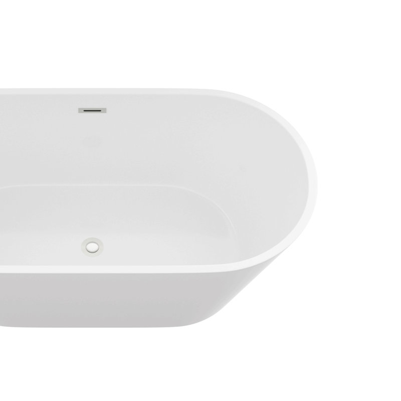 Baignoire autoportante 59 po en acrylique, baignoire autoportante, fini blanc brillant, trop-plein et bonde escamotable