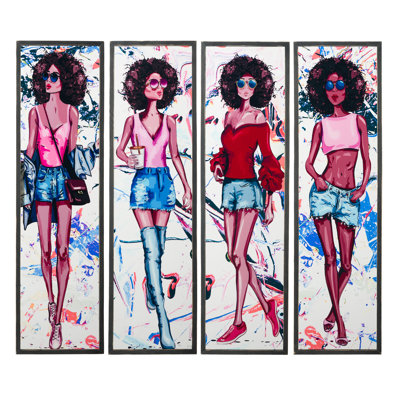 Girl - 4 Piece Single Picture Frame Painting on Canvas