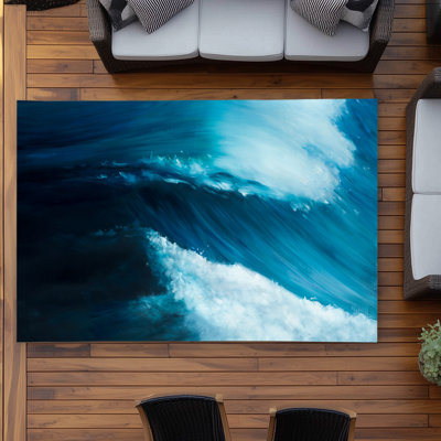Unleashed Sea Coastal Blue Outdoor Area Rug for Home Decor