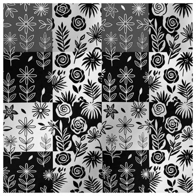 Black White Floral Pattern Blankets