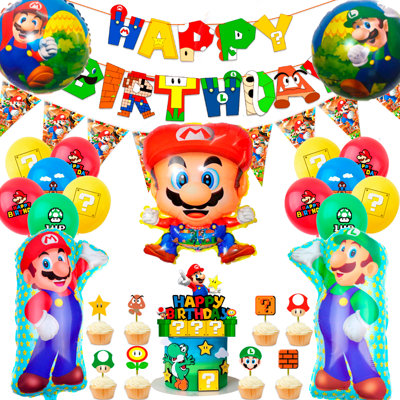 Super Mario Birthday Party Supplies,44pcs Super Mario Party Decorations Set