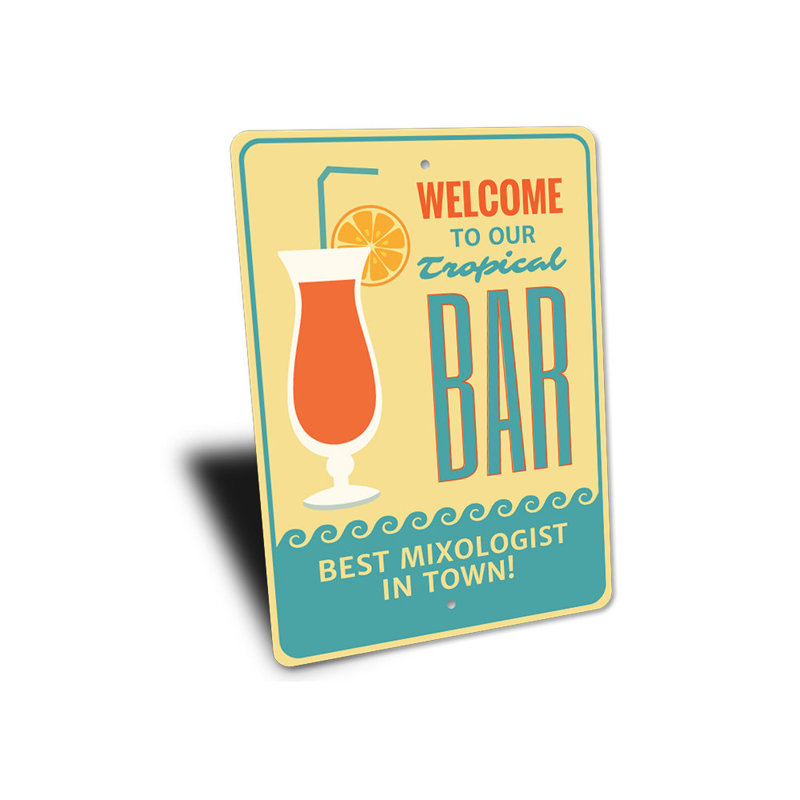 Enseigne en aluminium «Tropical Bar Welcome», H 18 po x l 12 po x P 0,06 po