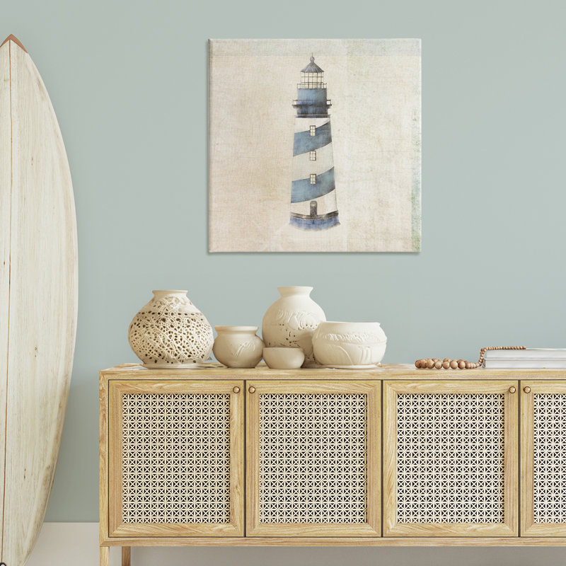 Art mural sur toile, "Rustic maritime phare" par John Rossini, H 36 po x l 36 po