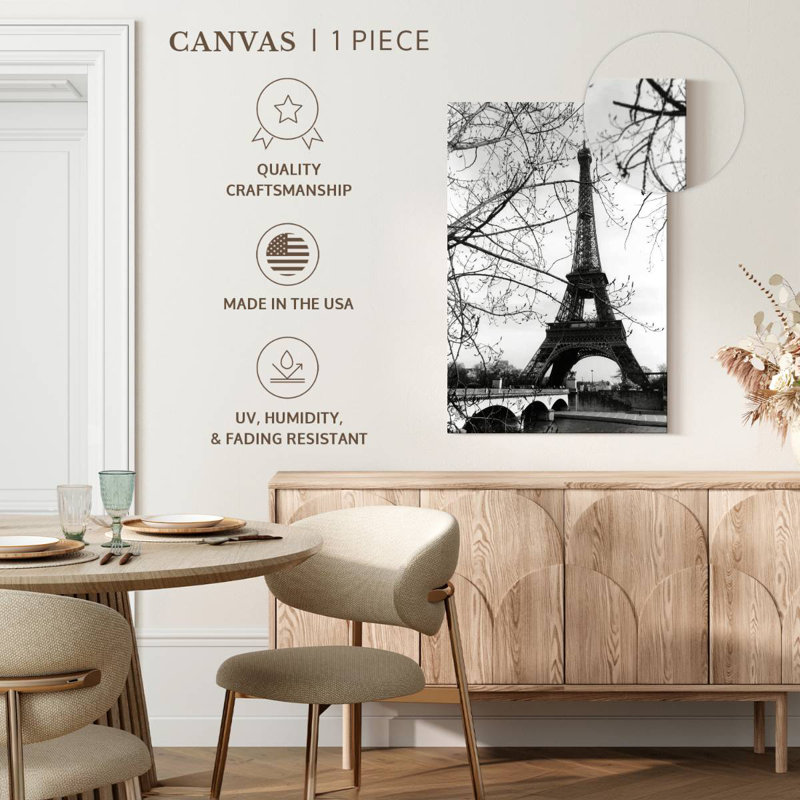 Eiffel Tower Along The Seine River, 39" H x 26" W