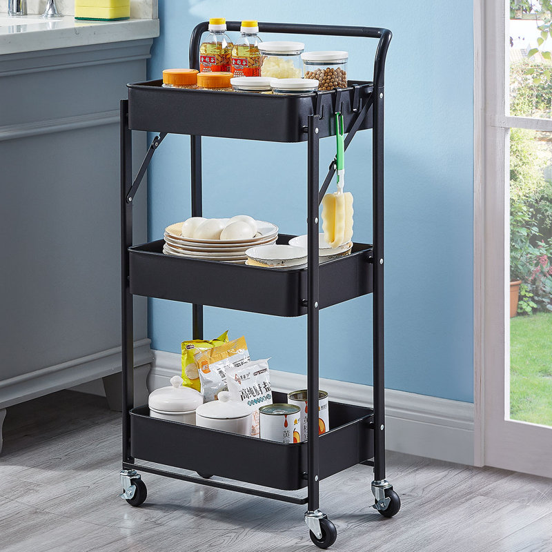 35.2'' H x 17.3'' W Utility Cart with Wheels, Black
