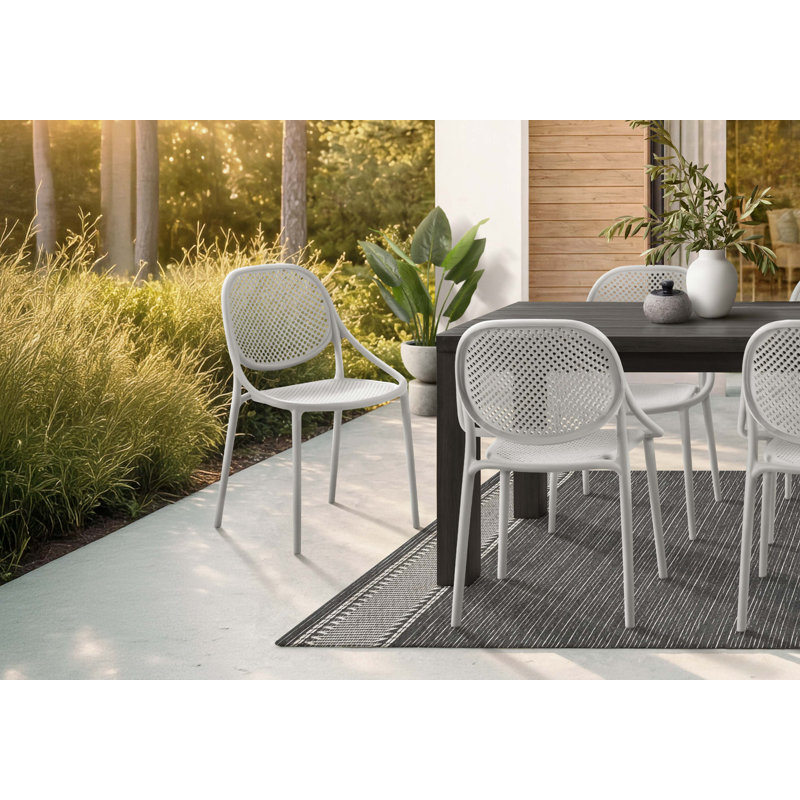 Ensemble de chaises de salle à manger d'extérieur modernes et empilables pour un rangement facile et durable, Grey