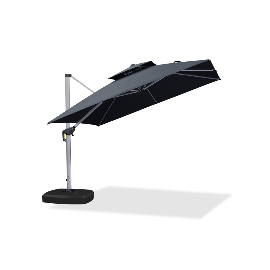 120'' Square Cantilever Umbrella With Wheeled Base Purple Leaf Fabric 