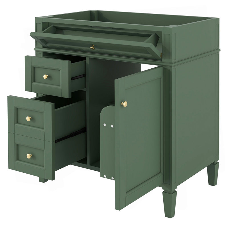 Meuble-lavabo de salle de bain de 30 po sans lavabo supérieur, armoire de rangement moderne avec 2 tiroirs et un tiroir rabattable (BASSIN INCLUS)