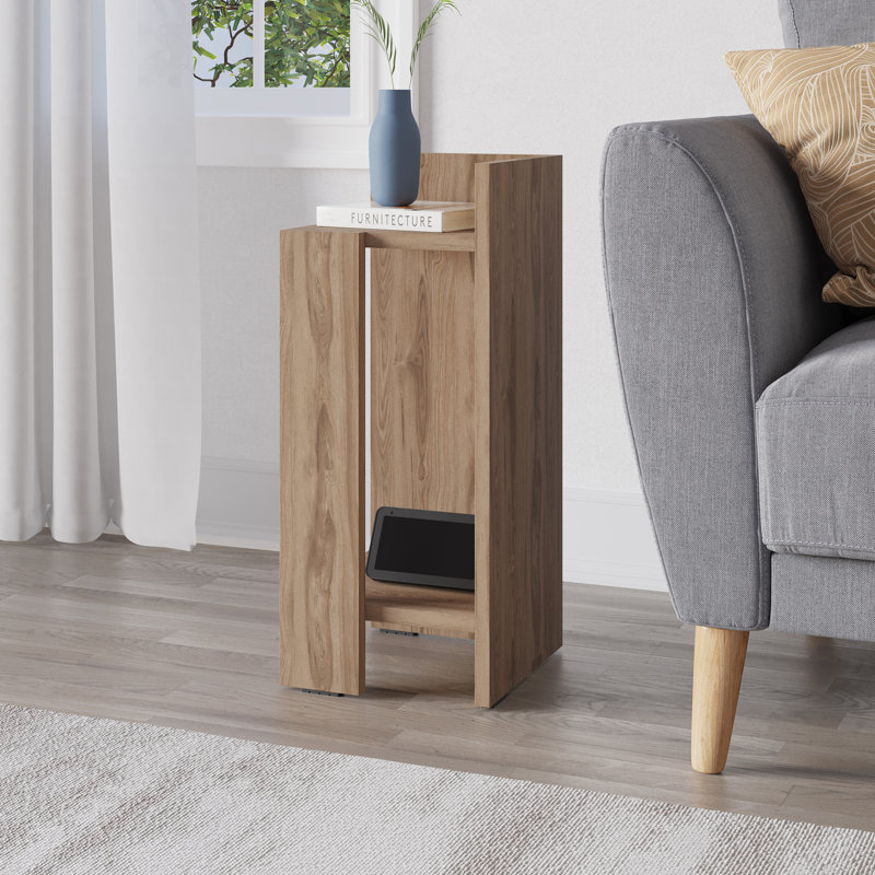 Lochlan Bedside Table, Left Orientation, Brown Oak