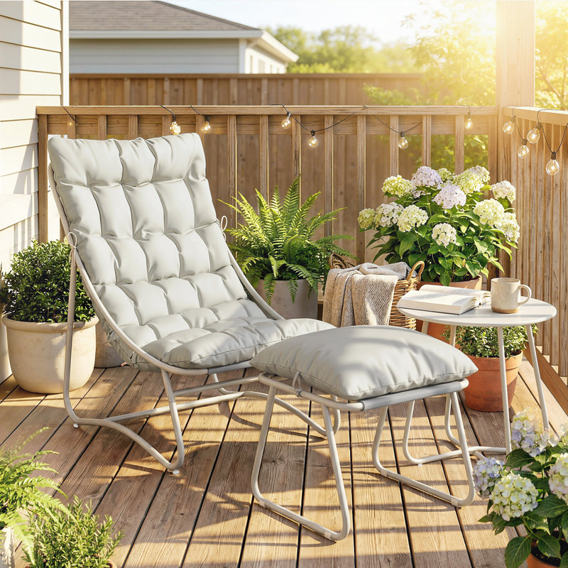 2 - Person Patio Dining Set with Round Table, Light Grey