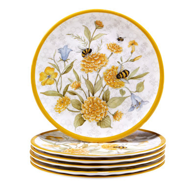 Ensemble de 6 assiettes à salade 9 "Certified International Bee Sweet